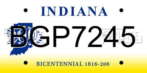 BGP7245 Indiana License Plate