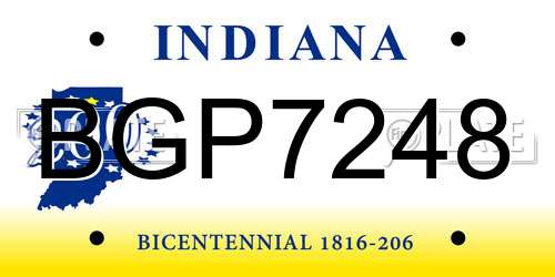 BGP7248 Indiana License Plate
