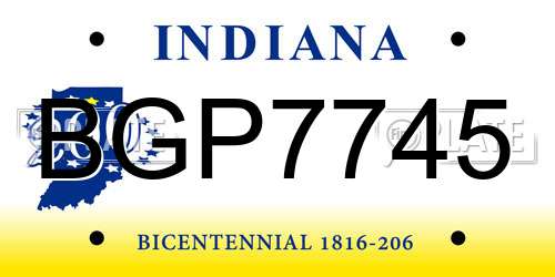 BGP7745 Indiana License Plate