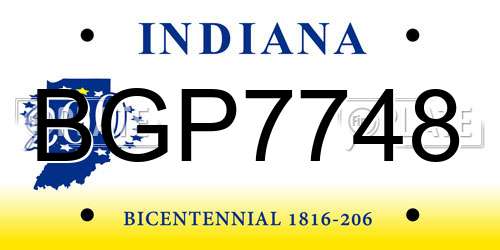 BGP7748 Indiana License Plate