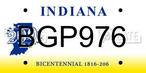 BGP976 Indiana License Plate