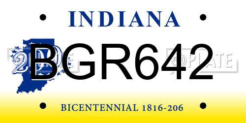 BGR642 Indiana License Plate