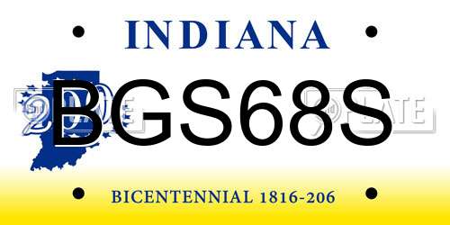 BGS68S Indiana License Plate
