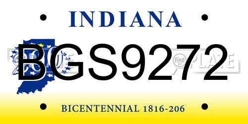 BGS9272 Indiana License Plate