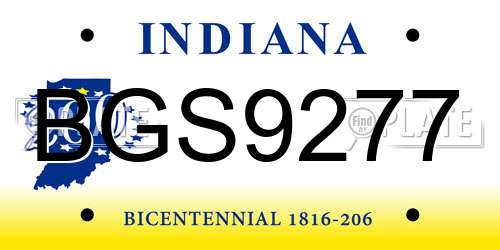 BGS9277 Indiana License Plate