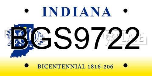 BGS9722 Indiana License Plate
