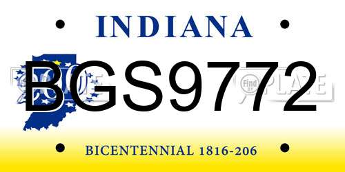 BGS9772 Indiana License Plate