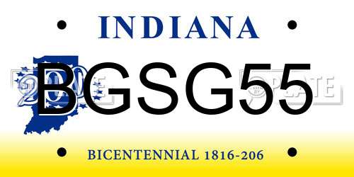 BGSG55 Indiana License Plate