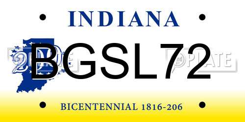 BGSL72 Indiana License Plate