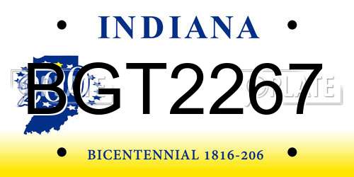 BGT2267 Indiana License Plate