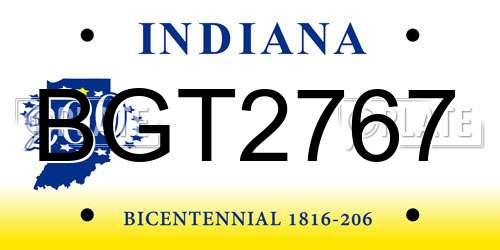 BGT2767 Indiana License Plate
