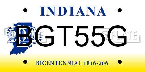 BGT55G Indiana License Plate