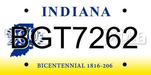 BGT7262 Indiana License Plate