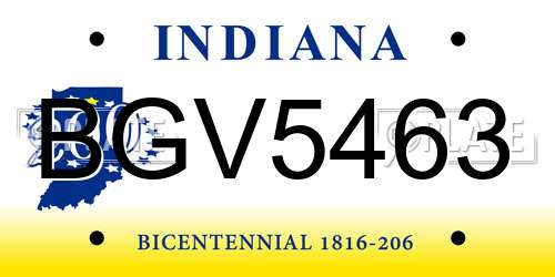 BGV5463 Indiana License Plate