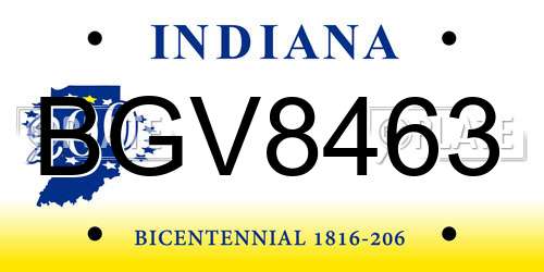 BGV8463 Indiana License Plate