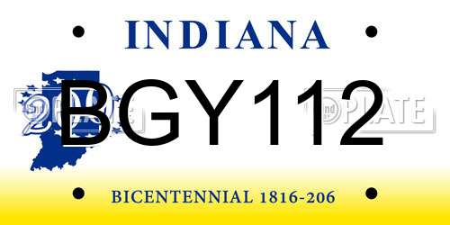 BGY112 Indiana License Plate
