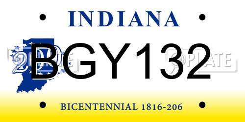 BGY132 Indiana License Plate