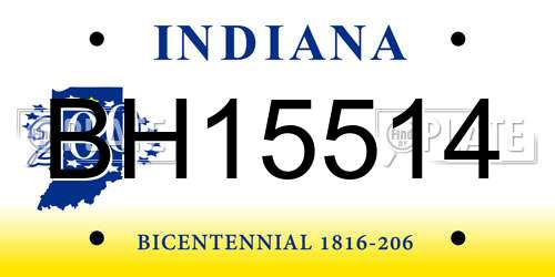 BH15514 Indiana License Plate