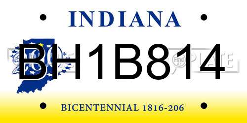 BH1B814 Indiana License Plate