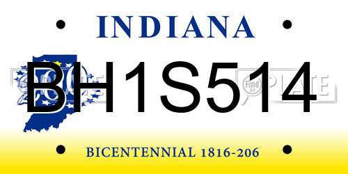 BH1S514 Indiana License Plate