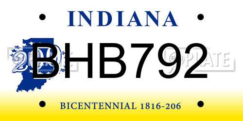 BHB792 Indiana License Plate