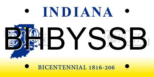 BHBYSSB Indiana License Plate
