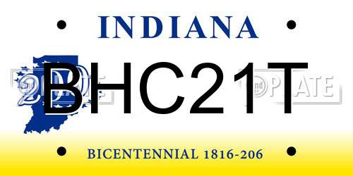 BHC21T Indiana License Plate