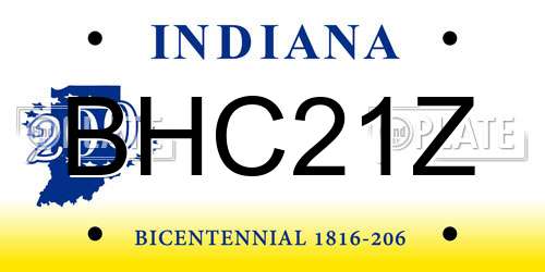 BHC21Z Indiana License Plate