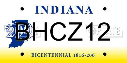 BHCZ12 Indiana License Plate