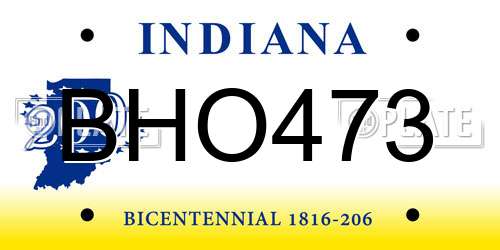BHO473 Indiana License Plate