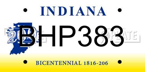 BHP383 Indiana License Plate
