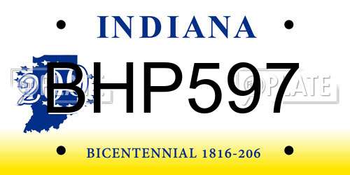 BHP597 Indiana License Plate