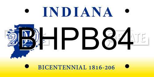 BHPB84 Indiana License Plate