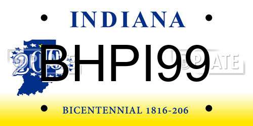 BHPI99 Indiana License Plate