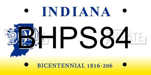 BHPS84 Indiana License Plate