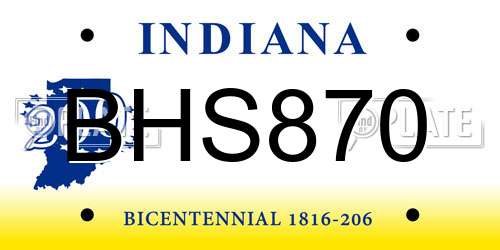 BHS870 Indiana License Plate