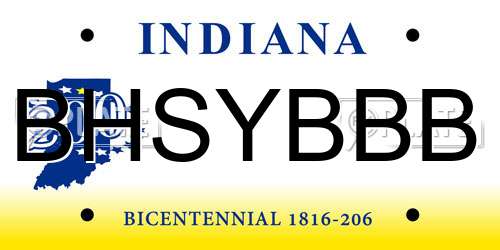 BHSYBBB Indiana License Plate
