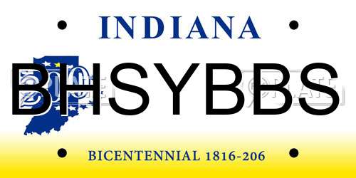 BHSYBBS Indiana License Plate