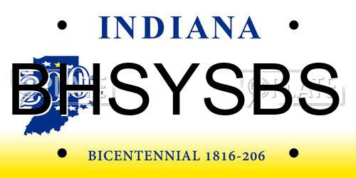 BHSYSBS Indiana License Plate