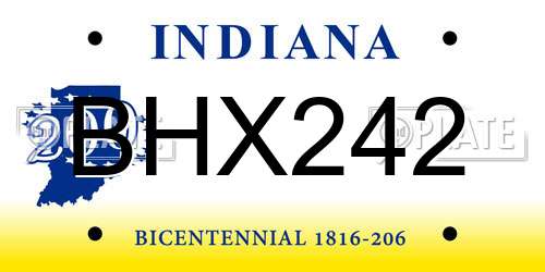 BHX242 Indiana License Plate
