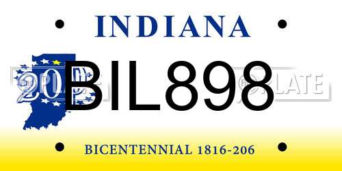 BIL898 Indiana License Plate