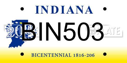 BIN503 Indiana License Plate