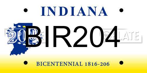 BIR204 Indiana License Plate