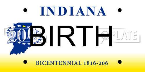 BIRTH Indiana License Plate