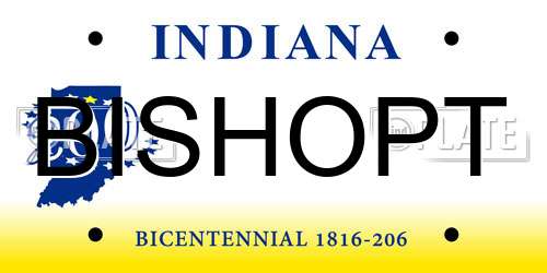 BISHOPT Indiana License Plate