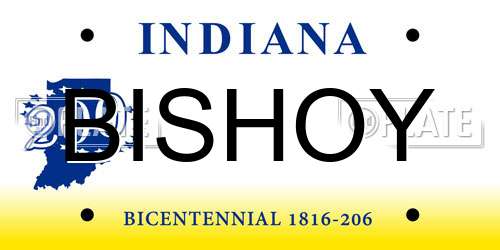 BISHOY Indiana License Plate