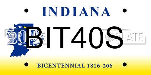 BIT40S Indiana License Plate