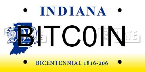 BITC0IN Indiana License Plate