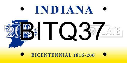 BITQ37 Indiana License Plate