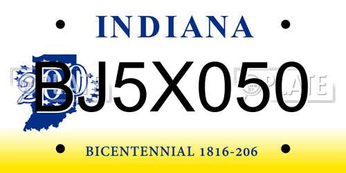 BJ5X050 Indiana License Plate